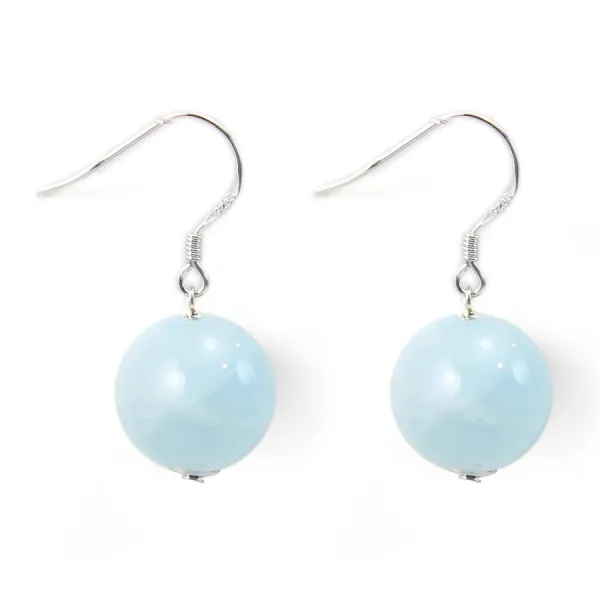 Boucles d'oreilles argent 925 aigue marine 12mm x 2pcs 