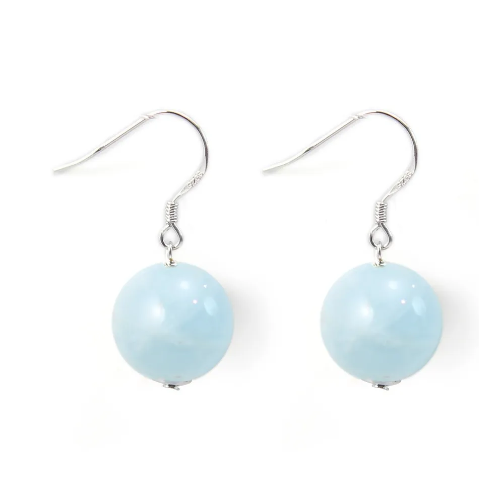 Boucle d'oreille argent 925 aigue marine 12mm x 2pcs 