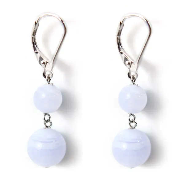 Earring silver 925  calcedoine  x 2pcs 