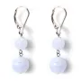 Boucles d'oreilles argent 925  Dormeuse  calcedoine  2 boules x 2pcs