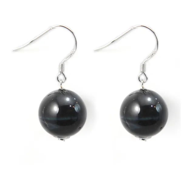 Earring silver 925 oeil de faucon 12mm x 2pcs 