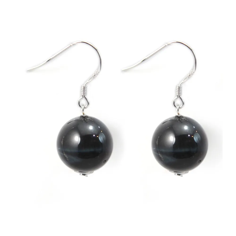 Boucle d'oreille argent 925 l'oeil de faucon 12mm x 2pcs 