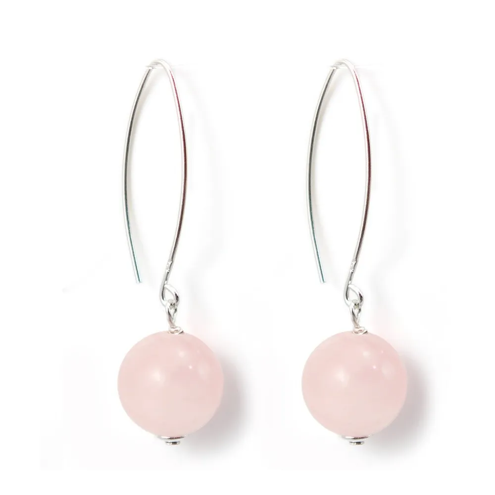 Boucle d'oreille argent 925 quartez rose rond x 2 st