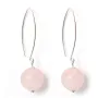 Earring silver 925 quartez rose round x 2pcs