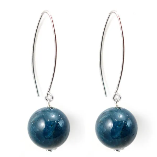 Boucle d'oreille argent 925 apatite 12mm x 2pcs 