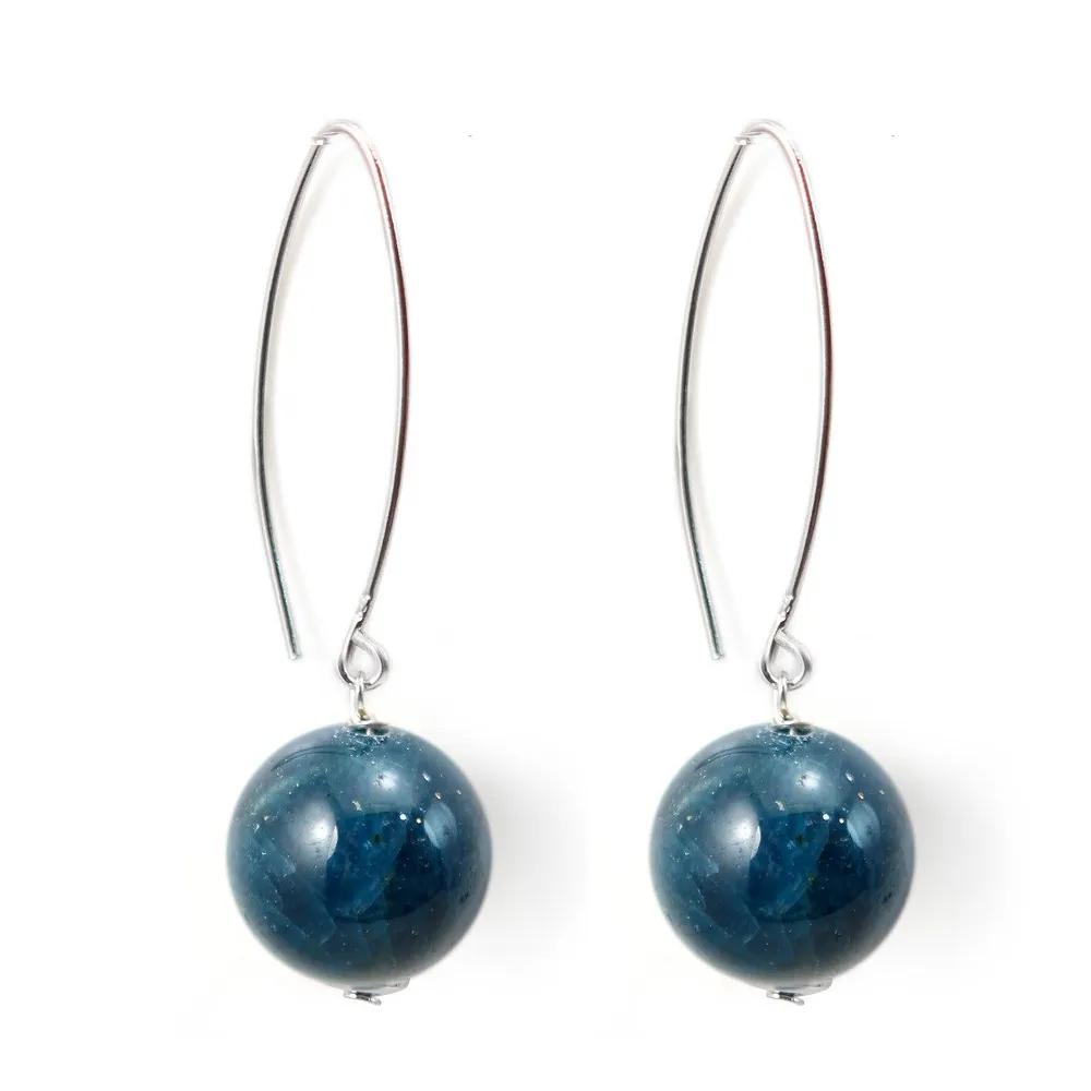 Boucle d'oreille argent 925 apatite 12mm x 2pcs 