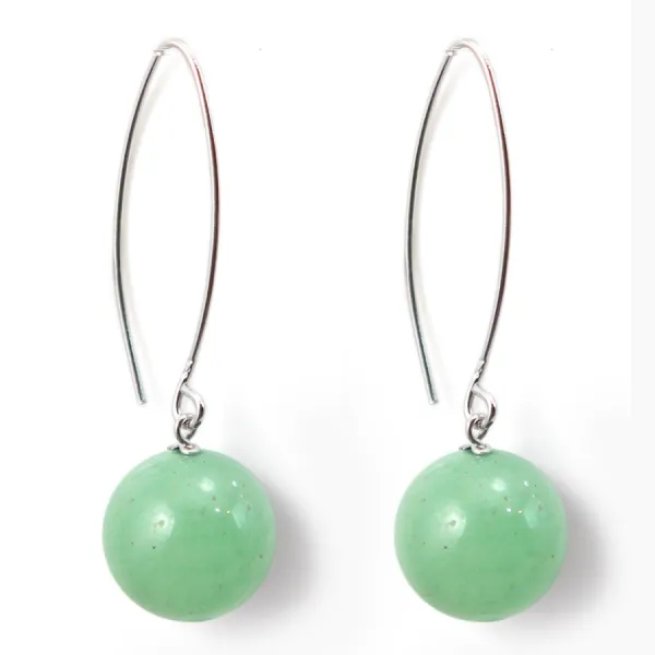 Earring silver 925 aventurine 12mm x 2pcs 