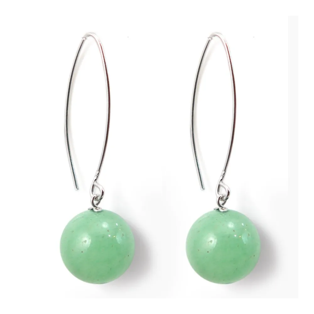 Boucle d'oreille argent 925 aventurine 12mm x 2 st 
