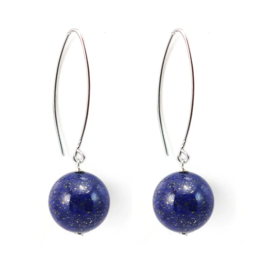Boucle d'oreille argent 925 lapis lazuli 12mm x 2pcs 