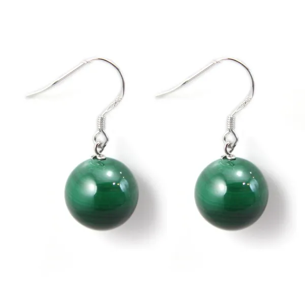 Boucle d'oreille argent 925 malachite 12mm x 2pcs  