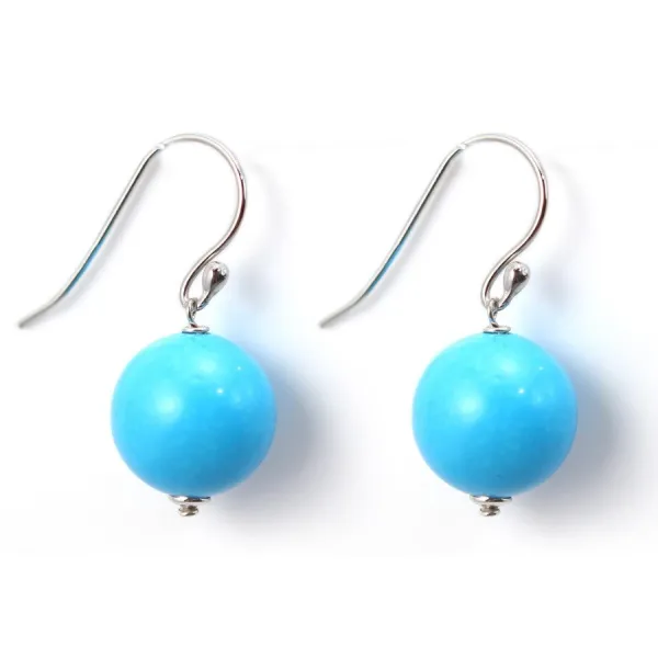 Boucles d'oreilles argent 925 turqoise reconstitue 12mm x 2pcs 