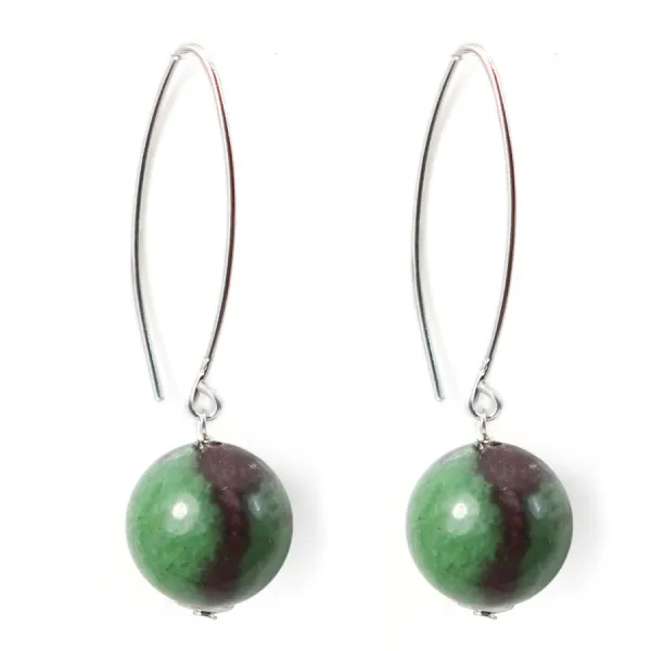 Boucle d'oreille argent 925 rubis zoisite 12mm x 2 st 