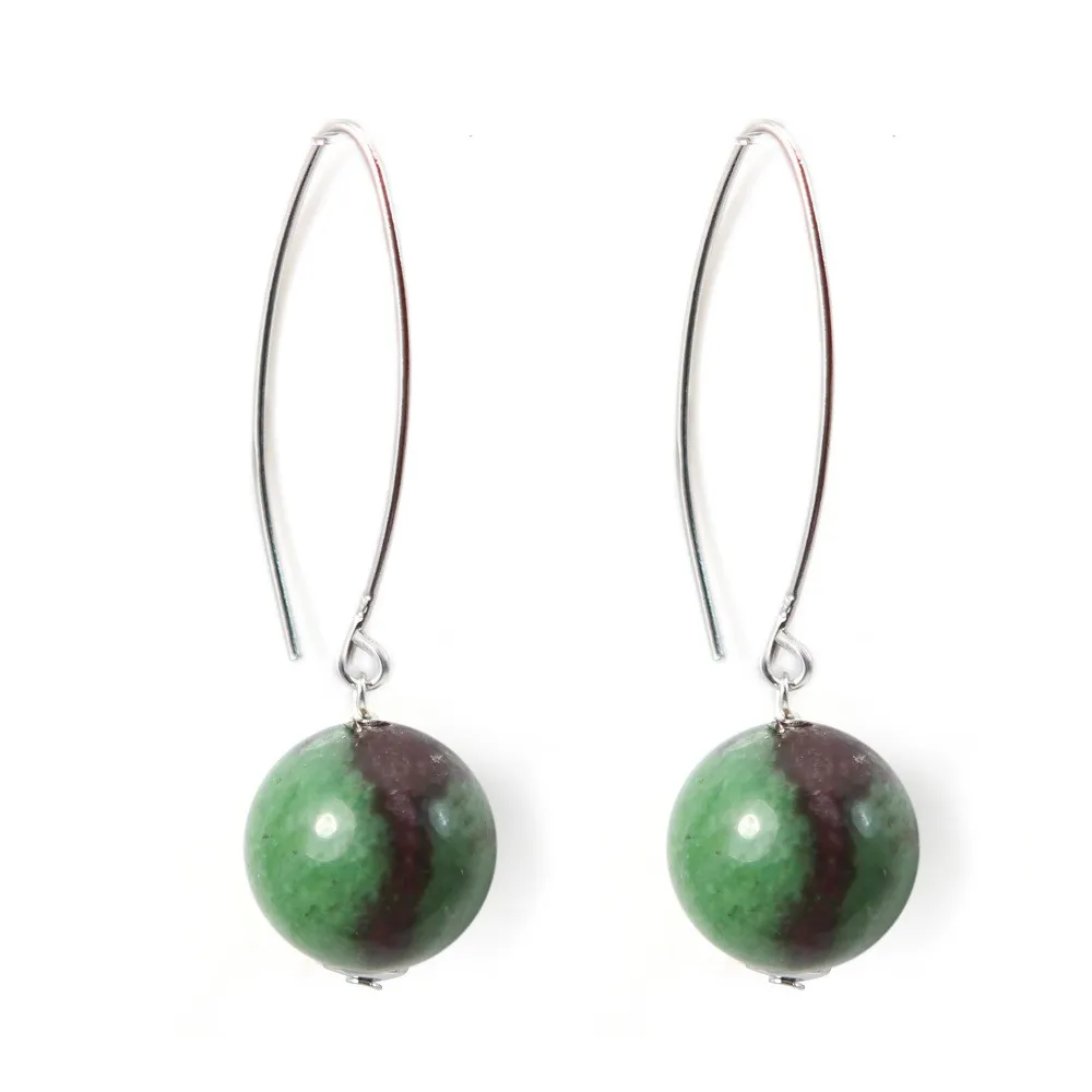 Boucle d'oreille argent 925 rubis zoisite 12mm x 2pcs 