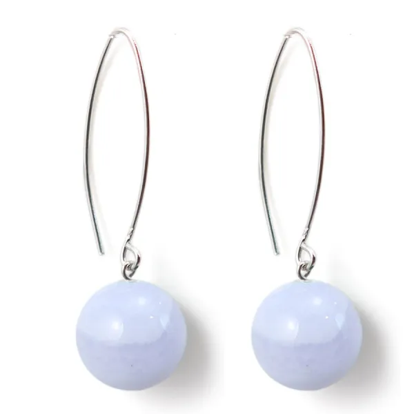 Earring silver 925 calcédoine 12mm x 2pcs 