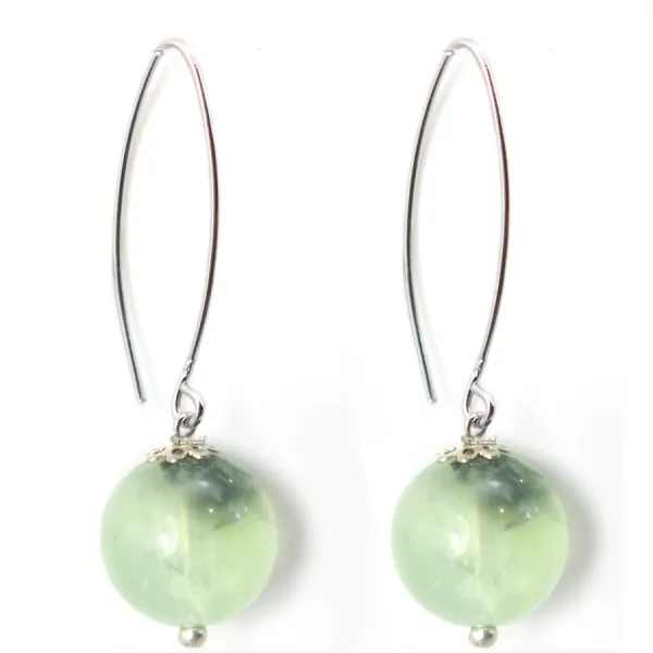 Boucle d'oreille argent 925 prehnite 12mm x 2pcs 