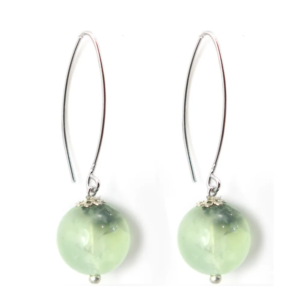 Boucle d'oreille argent 925 prehnite 12mm x 2pcs 