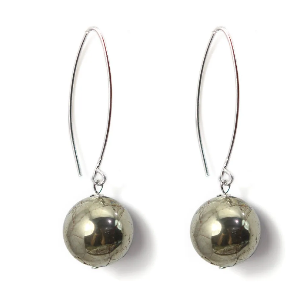 Earring silver 925  PYRITE 12mm x 2pcs 