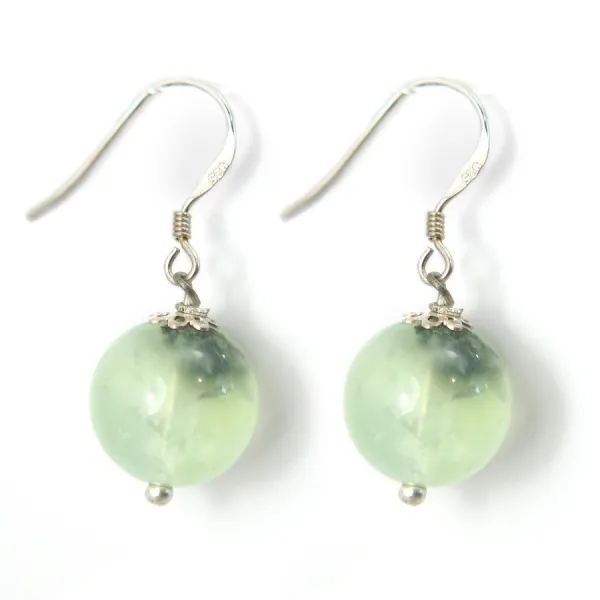 Boucle d'oreille argent 925 prehnite 12mm x 2pcs  