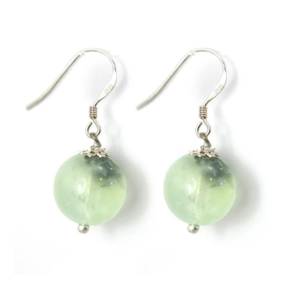 Boucle d'oreille argent 925 prehnite 12mm x 2pcs  