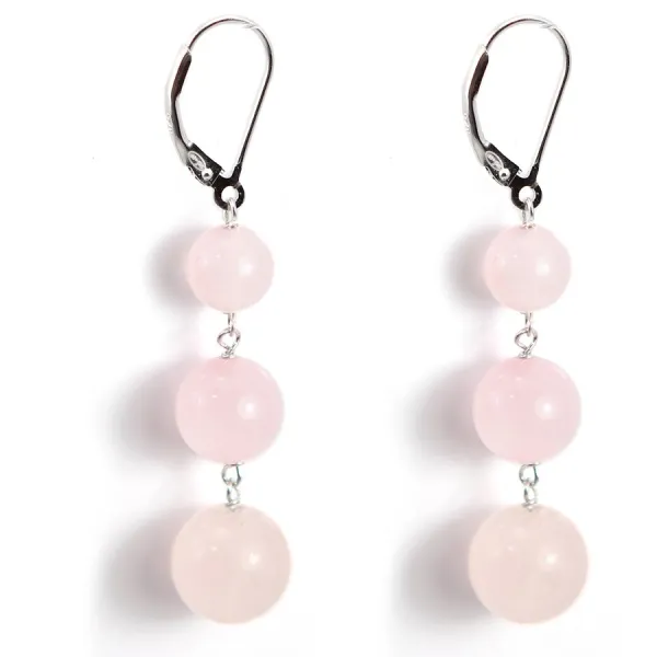Earring Silver 925  pink quartez x 2pcs