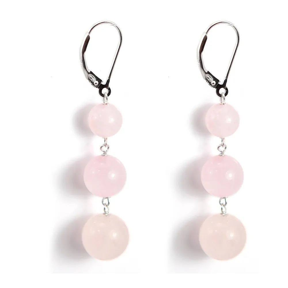 Boucle d'oreille argent 925 Quartez rose x 2pcs