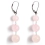 Earring Silver 925  pink quartez x 2pcs