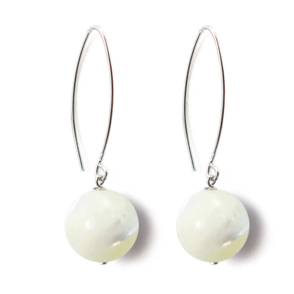 Boucles d'oreilles argent 925 nacre blanc 12mm x 2pcs 