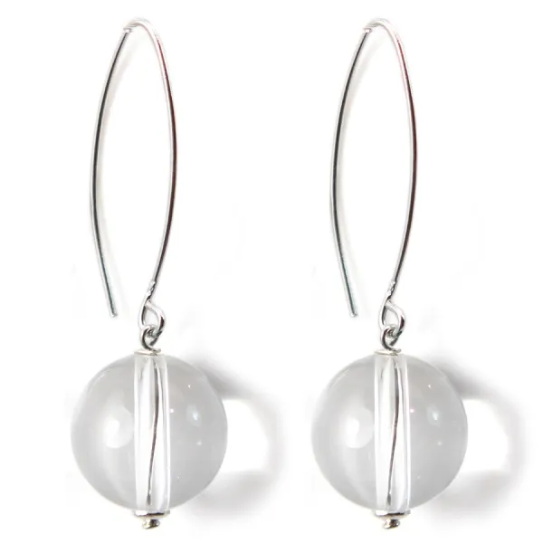 Boucles d'oreilles argent 925 cristal de roche 12mm x 2pcs 