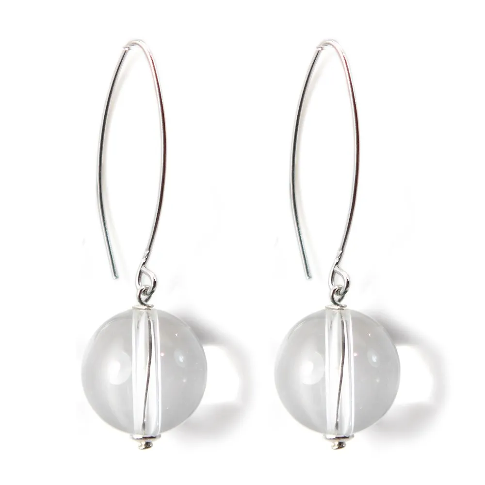 Boucle d'oreille argent 925 cristal de roche 12mm x 2pcs 