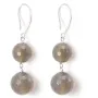 Boucle d'oreille argent 925 2 boule  Agate grise x 2pcs