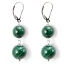 Boucles d'oreilles argent 925 2 Boule Malachite x 2pcs