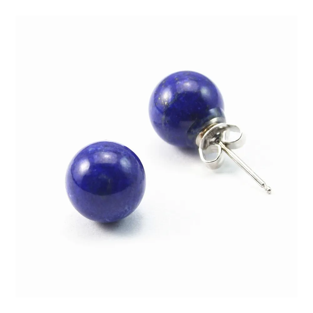 Boucle d'oreille argent 925 lapis lazuli 10mm x 2pcs  