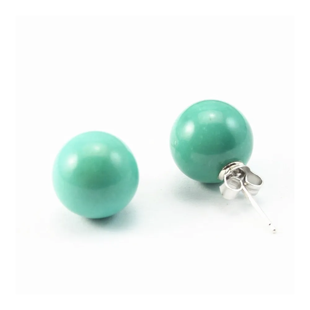 Earring silver 925 turqoise 8mm x 2pcs 