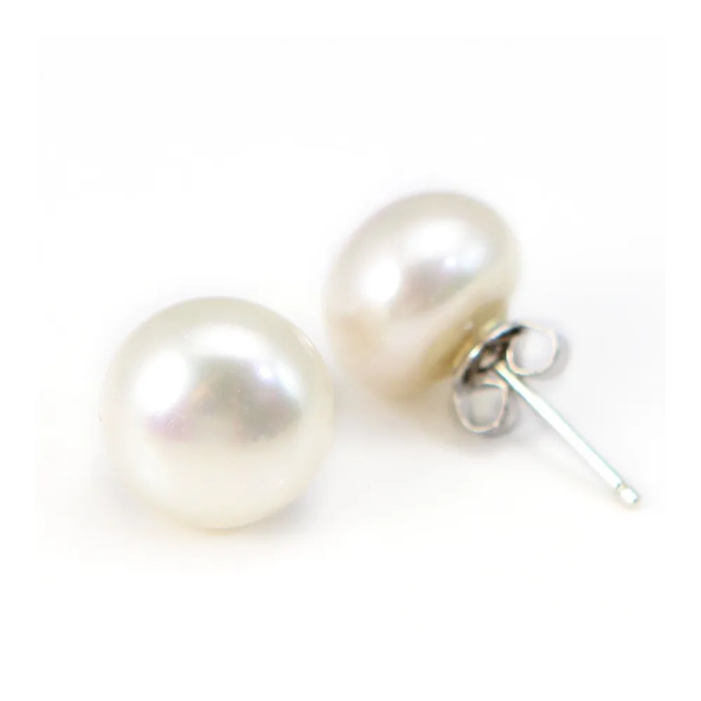 Boucles d'oreilles argent 925 perle d'eau douce  9mm x 2pcs
