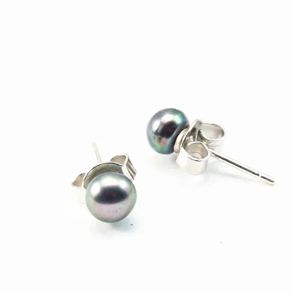 Boucle d'oreille argent 925 perle d'eau douce 4mm x 2pcs