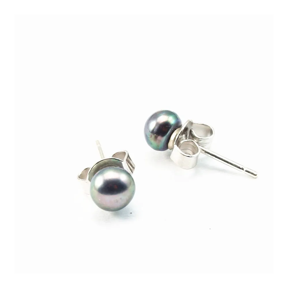 Boucle d'oreille argent 925 perle d'eau douce 4mm x 2pcs