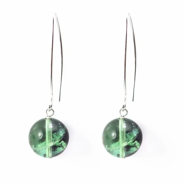 Boucles d'oreilles : fluorite & argent 925 12mm x 2pcs 