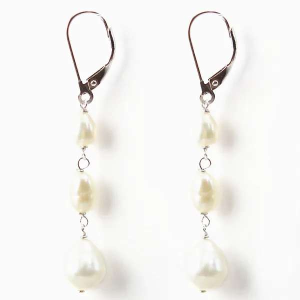 Boucles d'oreilles : perles d'eau douce & dormeuse argent 925 x 2pcs