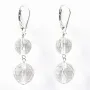 Boucle d'oreille argent 925 deux boules cristal de roche12mm x 2pcs 