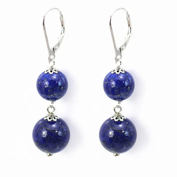 BO ARG925 Dormeuse lapis-lazuli 2 boule x 2pcs