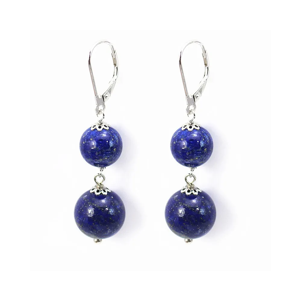 BO ARG925 Dormeuse lapis-lazuli 2 boule x 2pcs