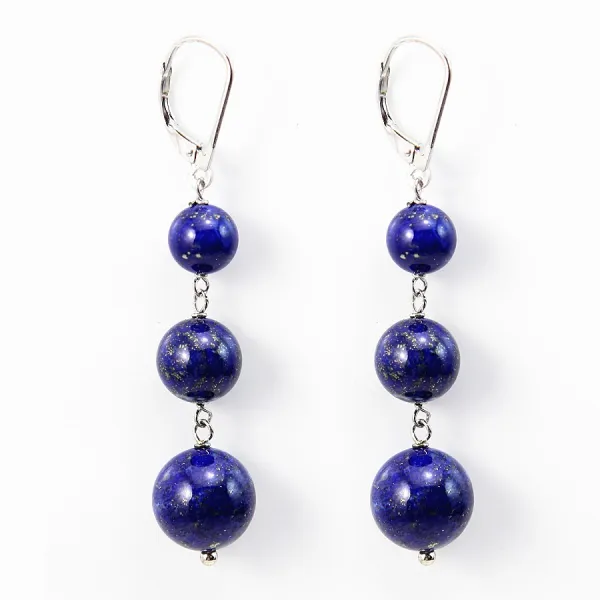 Boucle d'oreille argent 925 lapis lazuli  x 2pcs