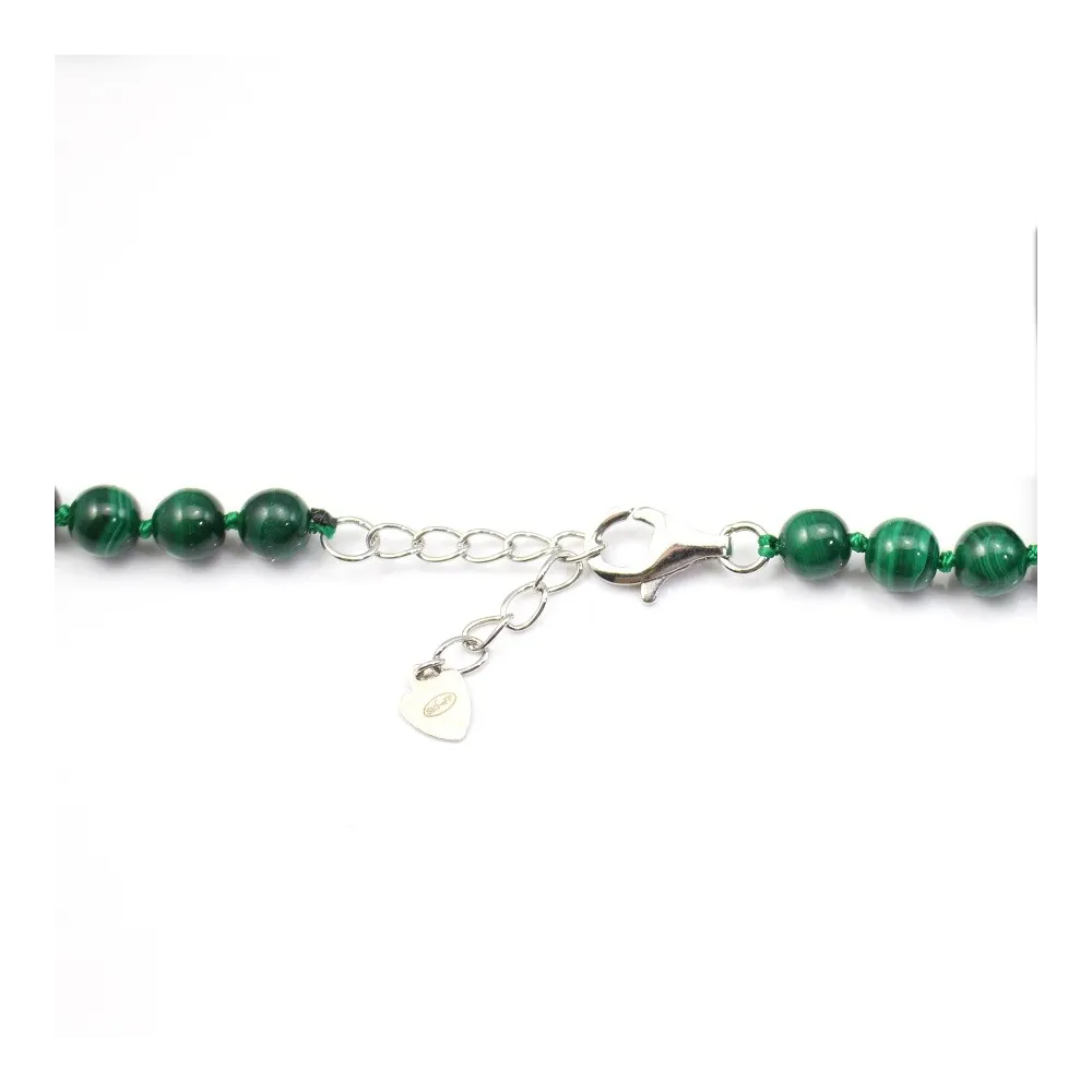 thumbnail image 2 of Natural 10mm Green Malachite Round Beaded Necklace – 18-Inch Handmade Gemstone Choker With Hook Closure 2 of 6