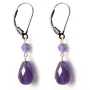 Boucles d'oreilles : améthyste & dormeuse argent 925  x 2pcs 