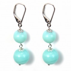 Earring silver 925 2 boule amazonite x 2pcs