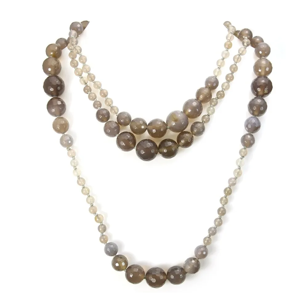 Sautoir agate grise 140cm 