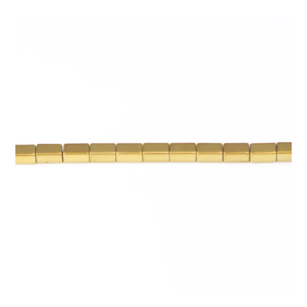 Hematite golden cubic rectangle 2x4mm x 40cm