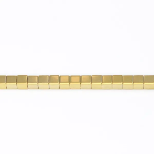 Hämatit vergoldet quadratischer Würfel 3mm x 40cm
