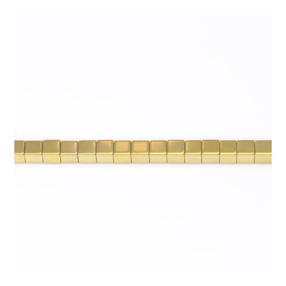 Hématite dorée cube carré 3mm x 40cm 