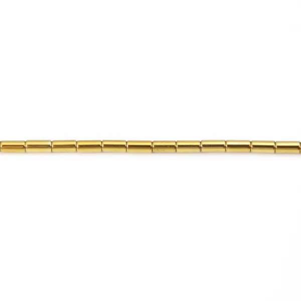 Hematite golden tube 2x4mm x 40cm